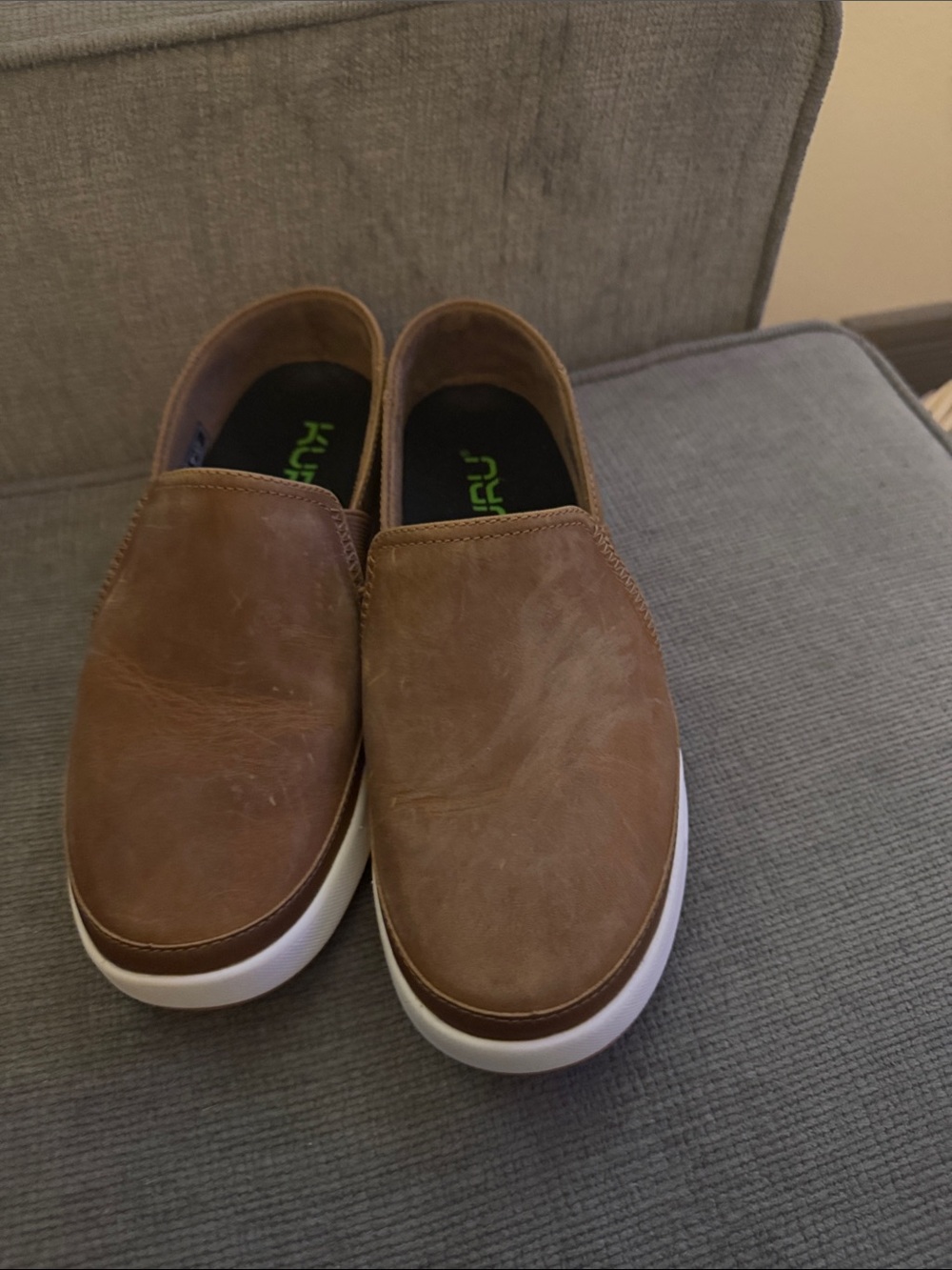 KURU Women's Brown Slip-On Loafers with White Sole - never been worn